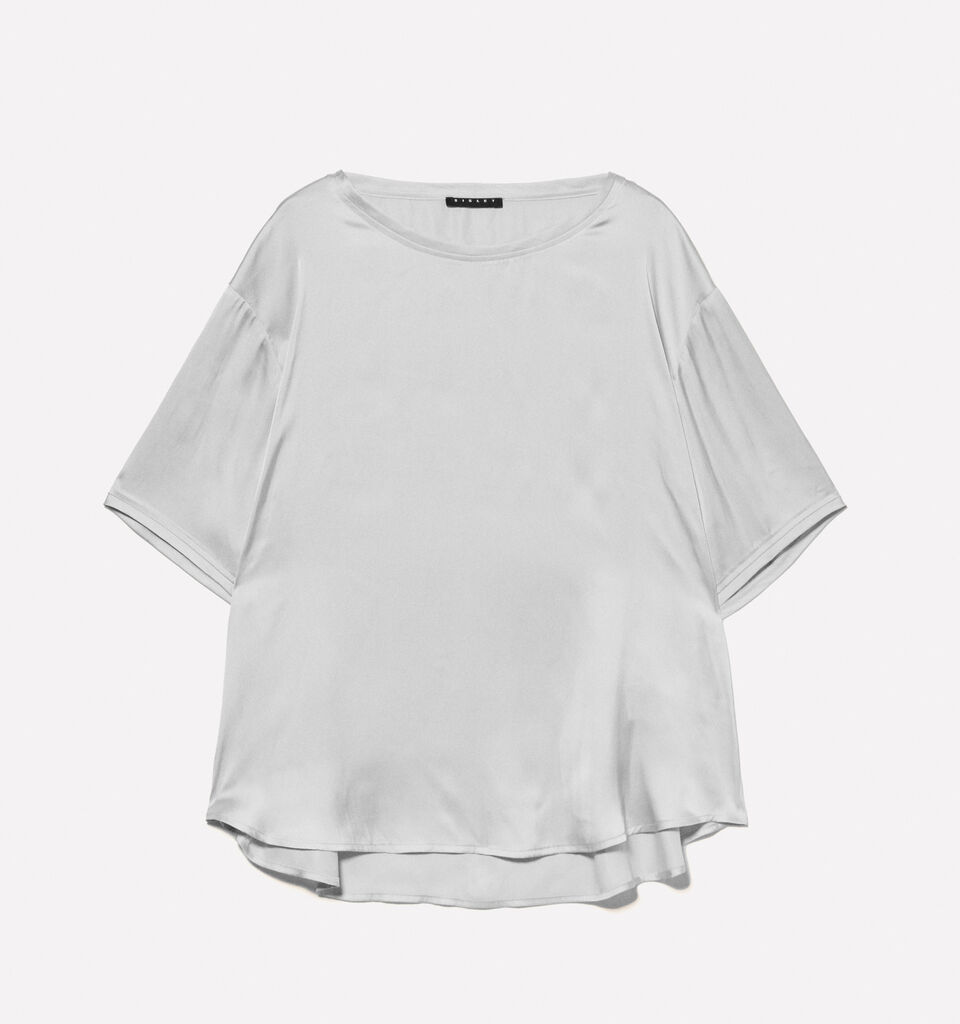 Blusa bege over fit em cetim - blusas para mulher - Bege | Sisley image number 5